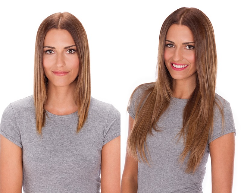 Extensiones de clip 55 cm triples de cabello natural - Imagen 4
