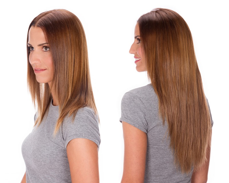 Extensiones de clip 55 cm triples de cabello natural - Imagen 3